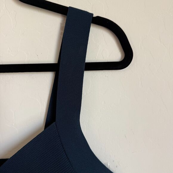 Aritzia Babaton XL Sculpt Knit Greek Tank Navy Blue Ribbed Shape Wear Boho Chic - Picture 7 of 16